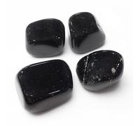 Tumbled Black Obsidian Stones (4 Pack) - 1-1.5 Inch Smooth Volcanic Glass for Protection, Grounding & Truth - Polished Healing Crystals, Scrying, EMF Shielding