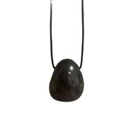 Tumbled Stone | Hematite | Black | Precious and Healing Stone | Drilled | Includes Leather Strap | Teardrop Shape | Natural Product | From Brazil