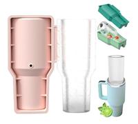 Tumbler Ice Mold for Stanley Cup 30-40 oz,Silicone Hollow Cylinder Ice Mold with Lid and Bin,Silicone Icecube Tray,Easy Fill & Release,for Freezer IceDrink Juice Whiskey Cocktail Coffee,Summer Gifts