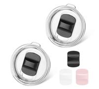 Tumbler Lids for Yeti, 2 Pack 20 oz Replacement Lids with 3 Magnetic Slider Compatible for YETI 20 oz Tumbler, 10/24 oz Mug and 10 oz Lowball, Slider Switch Spill Proof Tumbler Cover(Black/White/Pink)