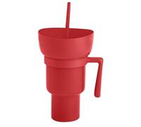 Tumbler Popcorn Bucket, Snack Bucket with Straw for Drinks Cup, Bowl Combo with Straw Heat-Resistant Snack Containers for Travel, Park Theater Cinemas Home (Red)