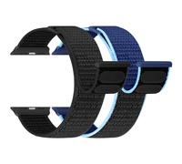TumCez Pack of 2 Nylon Replacement Strap Compatible with Apple Watch Strap 49 mm 45 mm 44 mm 42 mm 41 mm 40 mm 38 mm for Women Men, Adjustable Sports Strap for Apple Watch Series 9 8 7 6 5 4 3 SE