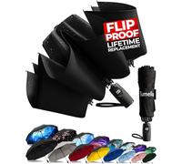 TUMELLA Strongest Windproof Reversed Travel Umbrella, Small Strong but Light Portable and Automatic Folding Rain Umbrella, Durable Premium Grip, Fits Car & Backpack