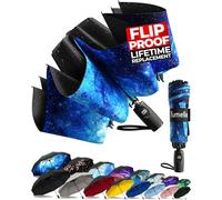 TUMELLA Flip-proof Inverted Travel Umbrella, Small Strong but Light Portable and Automatic Reverse Folding Rain Umbrella, Durable Premium Grip, Fits Car & Backpack