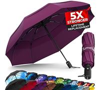 TUMELLA Strongest Windproof Travel Umbrella (Compact, 100MPH Wind-Tested), Light, Portable, One-Handed Use, Automatic Folding Rain Umbrella, Durable, Premium Grip, Fits Car & Backpack