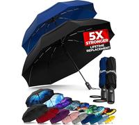 TUMELLA Strongest Windproof Travel Umbrella (Compact, 100MPH Wind-Tested), Light, Portable, One-Handed Use, Automatic Folding Rain Umbrella, Durable, Premium Grip, Fits Car & Backpack