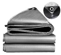TUMESY Heavy Duty Tarp Tarpaulin Reinforced Eyelets Thick 3m x 4m 9ft x13ft (3 x 4 m,150g/m²) PE Tarpaulin Waterproof Silver Grey tarp Sheet Premium Quality Cover Tarp for Outdoor Camping