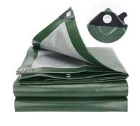 TUMESY Heavy Duty Tarp Tarpaulin Reinforced Eyelets Thick 3m x 7m 9ft x23ft (3 x 7 m,150g/m²) PE Tarpaulin Waterproof Silver Army Green Sheet More Resistant Cover Tarp for Outdoor Camping