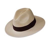 Tumia - Fedora Panama Hat - Natural with Brown Band - Non-Rollable Version. 55cm.