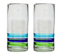 Tumia Handmade Hi-Ball (Collins) Glasses - 3 Coloured Ring - Set of 2