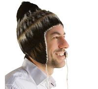 Tumia LAC Alpaca Knitted Adult Black Chullo Hat with Earflaps, Available in a Range of natual Wool Colours - Fair Trade and Hand-Knitted in Bolivia. One Size
