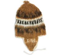 Tumia LAC Alpaca Knitted Adult Brown Chullo Hat with Earflaps, Available in a Range of natual Wool Colours - Fair Trade and Hand-Knitted in Bolivia. One Size
