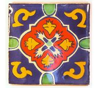 Tumia LAC Ceramic Mexican Tile - 10.5cm- Handmade and Ethically Traded Individual Tile - 10 Pack