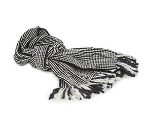 Tumia LAC Extra long Men's and Women's Winter Thick Striped Scarf made with Soft Wool - Black & White