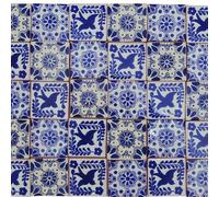 Tumia LAC Handmade Mexican Talavera Tile - Authentic Style Azul y Blanco Ceramic Tiles for Crafts, Backsplashes and Home Improvement - 50 Pack