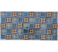 Tumia LAC Handmade Mexican Talavera Tile - Authentic Style Blue Tones Ceramic Tiles for Crafts, Backsplashes and Home Improvement - 50 Pack