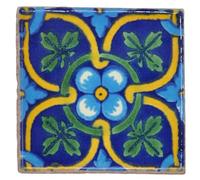 Tumia LAC Handmade Mexican Talavera Tile - Authentic Style Camila Ceramic Tiles for Crafts, Backsplashes and Home Improvement - 50 Pack