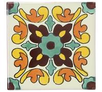 Tumia LAC Handmade Mexican Talavera Tile - Authentic Style Mateo Ceramic Tiles for Crafts, Backsplashes and Home Improvement - 25 Pack