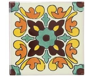 Tumia LAC Handmade Mexican Talavera Tile - Authentic Style Mateo Ceramic Tiles for Crafts, Backsplashes and Home Improvement - 25 Pack