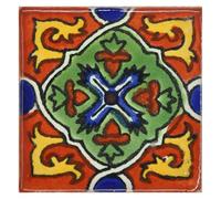 Tumia LAC Handmade Mexican Talavera Tile - Authentic Style Patricia Ceramic Tiles for Crafts, Backsplashes and Home Improvement - Tile Pack 50