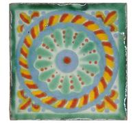 Tumia LAC Handmade Mexican Talavera Tile - Authentic Style Quinta Ceramic Tiles for Crafts, Backsplashes and Home Improvement - 10 Pack