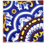 Tumia LAC Handmade Mexican Talavera Tile - Authentic Style Vicente Ceramic Tiles for Crafts, Backsplashes and Home Improvement - 25 Pack