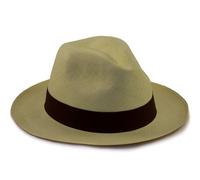 Tumia LAC - Premium Weave Genuine Rollable/Foldable Panama Hat - Fedora Style - Natural Straw with Brown Band - 59cm