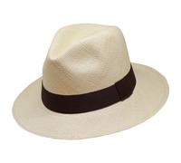Tumia LAC Traditional Foldable/Rollable Genuine Panama Hat - Natural with Brown Band - 61cm