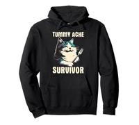Tummy Ache Survivor - Funny Meme Cat Kitten Lover Pullover Hoodie