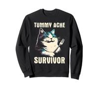 Tummy Ache Survivor - Funny Meme Cat Kitten Lover Sweatshirt