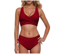 Tummy Control Bikini,2023 Woman Split Wrap Lace Up Hollow Out Bikini Solid Color Sexy High Waist Quick Selling Bikini