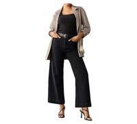 Tummy Control Cropped Wide-Leg Jeans, Wide Leg Cropped Jeans for Women (Color : Black, Size : XS)