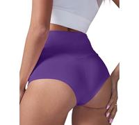 Tummy Control Shorts Womens Seamless Booty Short Naked Feeling Gym Leggings Soft Cotton Legging Pole Dance UK Size Athletic for Sports Running Workout Purple