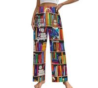 Tummy Control Women's Pyjama Bottoms "Just A Girl Who Like Books" for Book Lovers, Girls, Reading Lovers, Sleepwear Short Trousers, Women's Hot Pants, orange, M