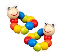 Tummy Time Caterpillar, 2PCS 7.9 Inch Wood Caterpillar Fidget Toy, Cute Colorful Crawling Toys, Developmental Baby Toys for Boys Girls