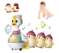 Tummy Time Duck Family Toy,Baby Crawling Toy,Walking Duck with Baby Duck,Swinging Crawling Walking Duck with Baby Duck,Light up Toys for 6-12 Month Toddlers Boy Girl for 1 Year Old Learning to Walk
