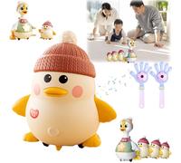Tummy Time Duck Family Toy, Walking Duck with Baby Ducks, Tummy Time Duck Toy, Swinging Ducks Tummy Time Toys,Mama Duck Toy, Light Up Crawling Toys, for 6-12 Months Toddlers Boy Girl (B1)