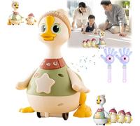 Tummy Time Duck Family Toy, Walking Duck with Baby Ducks, Tummy Time Duck Toy, Swinging Ducks Tummy Time Toys,Mama Duck Toy, Light Up Crawling Toys, for 6-12 Months Toddlers Boy Girl (A)