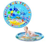 Tummy Time Mat Inflatable Water Mat for Babies,65cm Round Blue Underwater World Water Cushion Inflatable Water Play Mat Sensory Toy for Infants,Toddlers Baby Toys 3-12 Months Newborn Girls Boys Gifts