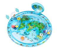 Tummy Time Water Mat, Extra Large 80x80cm Baby Sensory Play Mat with Mirror, Rattle, Teethers & Floating Sea Animals, Inflatable World Map Activity Mat for Babies 3-12 Months