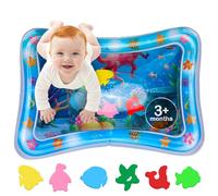 Tummy Time Water Mat - Inflatable Water Play Pad for Babies - Sensory Tummy Time Mat for Floor Play - 100% BPA-Free & Leakproof - Baby, Infants 3-12 Months - PAC3 - Blue - Avec Maman