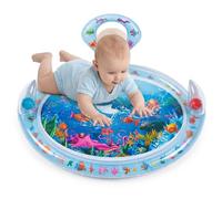Tummy Time Water Mat - Large 80x60cm Soft Water Mat Inflatable Water Play Pad for Babies with Mirror Rattle Early Development Activity Inflatable Playmat Visual Stimulation for 3-12 Months Baby