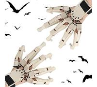 Tumotsit 4 Articulated Fingers, Fear Fingers - 1 Pair Skeleton Hands Halloween Decoration, Flexible Articulated Finger, Cosplay Accessories Scary, Halloween Equipment