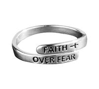 Tumotsit Adjustable Faith Ring, Durable Minimalist Faith Cross Open Rings Wedding Ring Finger Bands Fashion Jewelry for Women Men Girls Boys