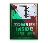 Tumotsit Beware of Zombies Signs | Zombies Inside! Do Not Open Warning Signs, Halloween Decorations Haunted House and Horror for Home Decor Door Signs