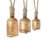 Tumotsit Christmas Cow Bells, Large Bronze Cowbell, Rustic Harmony Brass Bells for Decoration, 3PCS Chrismas Crafts Collection, Country Style Home Decoration