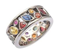 Tumotsit Colorful Quartz, Exquisite Geometric Pattern Anxiety Ring, Quartz Therapy Rotating Round Fashion for Weight(62m)