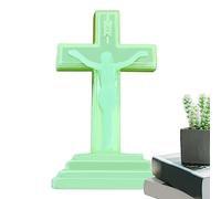 Tumotsit Crucifix Cross Stand | Decorative Crosses Glow in the Dark | Christian Cross Table Cross Decorations for Home, Cross Statue, Home Decoration