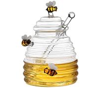 Tumotsit honey with lid and saucepan durable honey with lids and dispenser syrup honey shaped beehive container honey for home kitchen cake jam