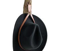 Tumotsit Over the Door Coat Rack | Hat Display - Shelf Storage Wall Mount Brown Leather Fake with Buckle Alloy Chrome Metal Hat Rack